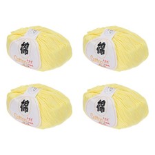 Cotton Yarn, Soft Knitting Yarn 4 Packages of 200g/7.05oz/ Light Yellow
