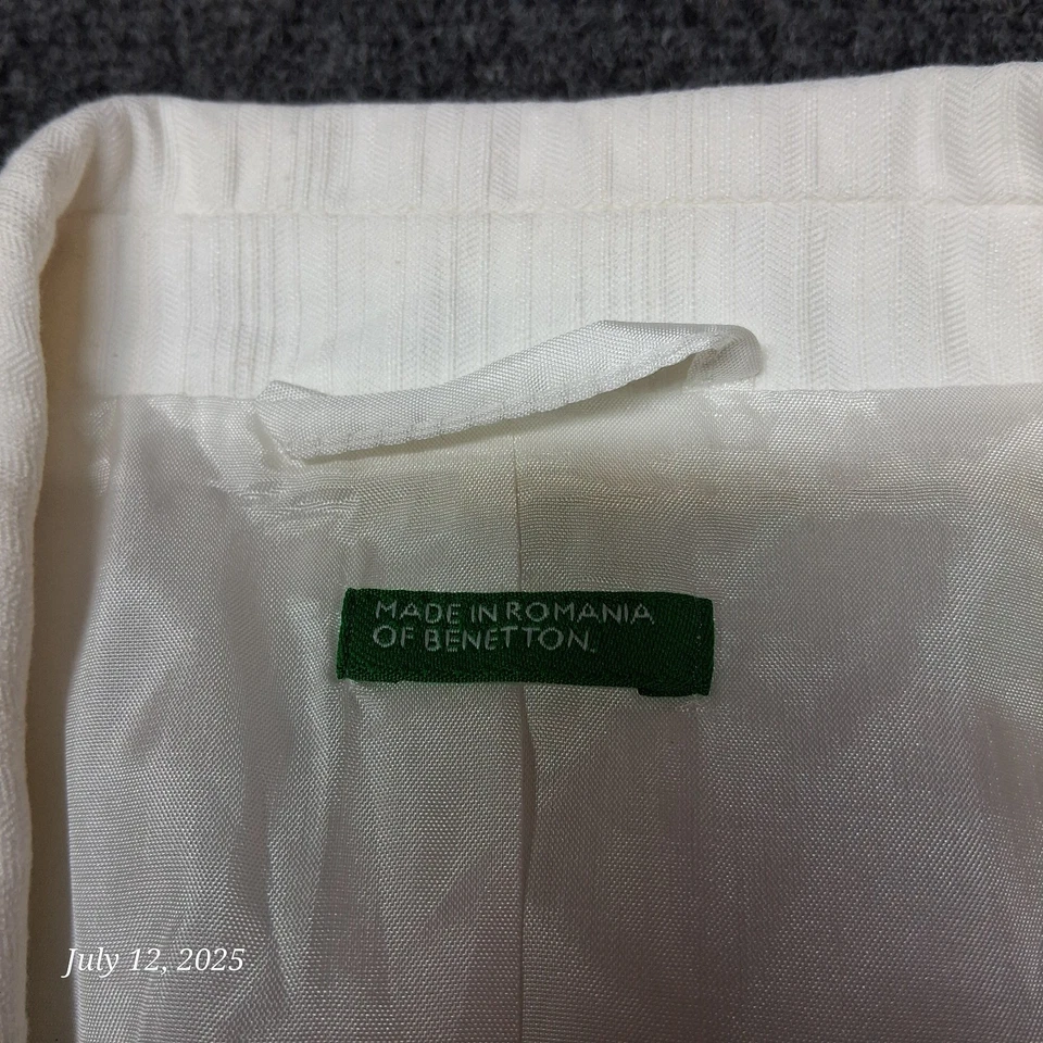 Сделано в Румынии Benetton белый брюки костюм куртка Blazer женщин размер большой - Изображение 3 из 4