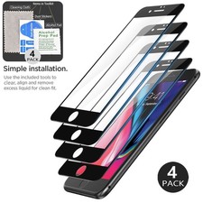 4 Pack Full Cover Screen Protector For Apple iPhone 7 8 Plus Tempered Glass