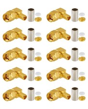10 PCS SMA Connectors SMA Male Right Angle Crimp Connector for RG58 RG142 RG4...