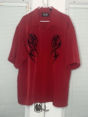 DragonFly Red Button Down Short Sleeve Shirt
