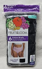 Fruit Of The Loom Women's 6-Pack 100 Cotton Tag-Free Briefs, Black, Size 9/2XL