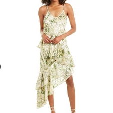 HEMANT & NANDITA Emerald Green Brasso Lurex Midi Dress Size Small