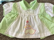 Vintage Cradle Togs Baby Girl Smock Embroidered Dress Eyelet Lace