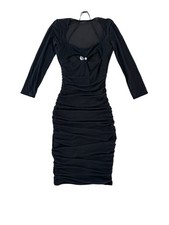 NWT Oh Polly Bodycon Ruched Mesh Dress Black Halter Cut Out Rhinestone US 6