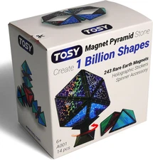 Magnet Pyramid Stone  1 Cube Transforms into 1 Billion Shapes, 14 Pcs 12 Puzzles