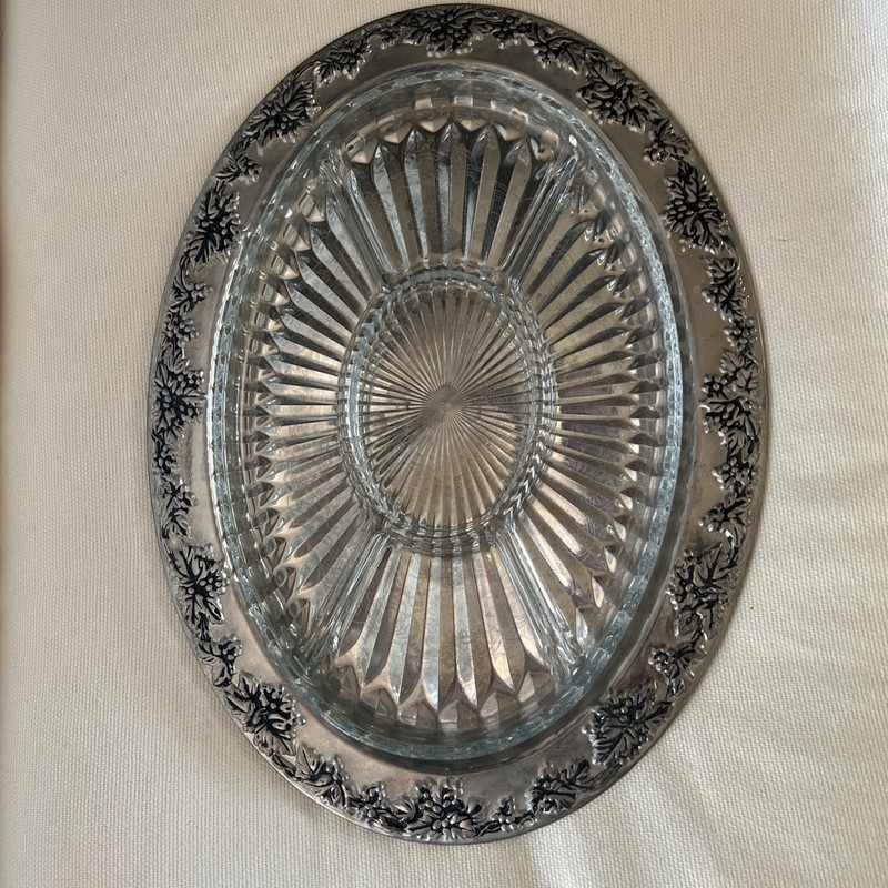 Gorham Original Vintage Silverplated Serving Tray With Glass Insert.