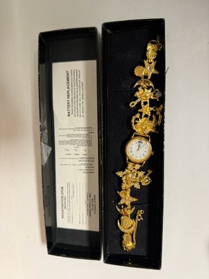 Vtg Kirks Folly Moon Phase Celestial Charm Bracelet Watch Original Box