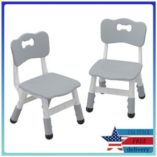 Set of 2 Kids Chairs 3 Level Height Adjustable Plastic Chairs for Children