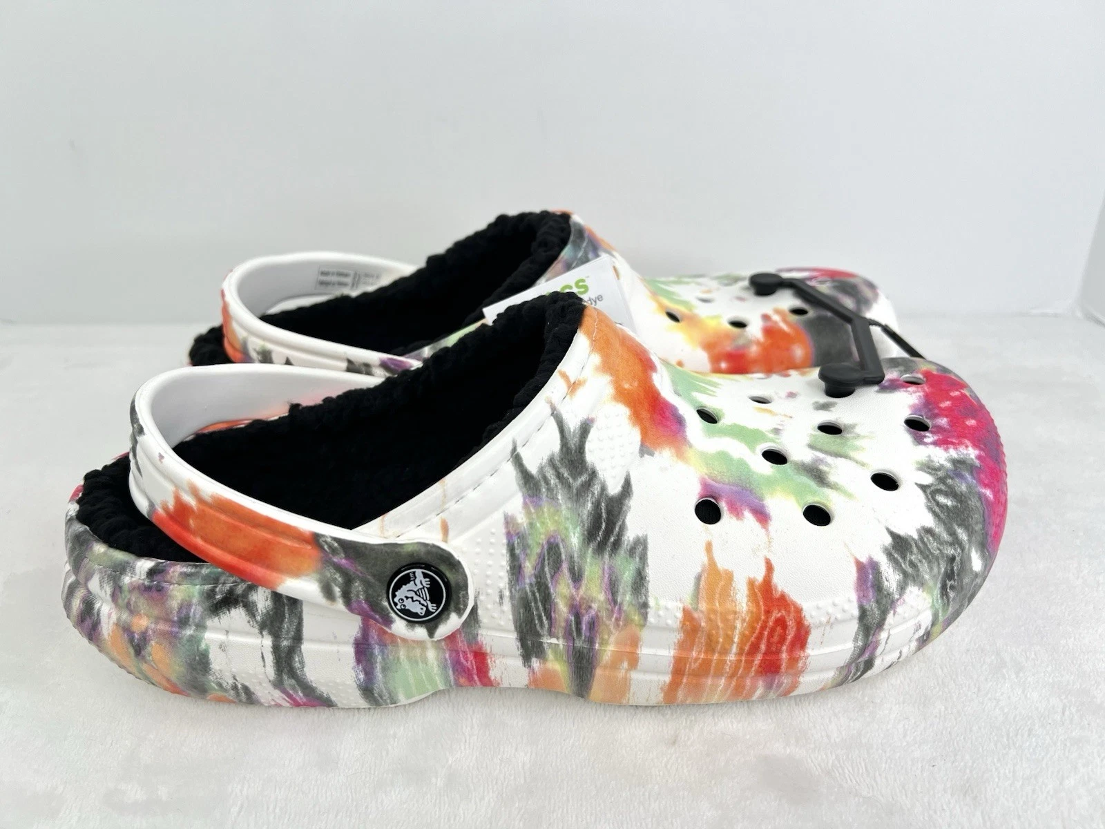 Crocs Classic Lined Tie Dye Clogs Womens 11 / Mens 9 Fur Lined Slip-On Shoes New