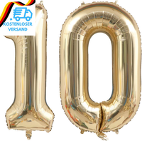 Luftballon 10 Geburtstag Zahl, 40 Zoll Gold Creme Folienballon, Riesenzahl Ballo
