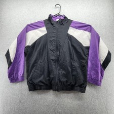 Vintage Nucleus Jacket Mens Medium Black Purple Colorblock Windbreaker 90s