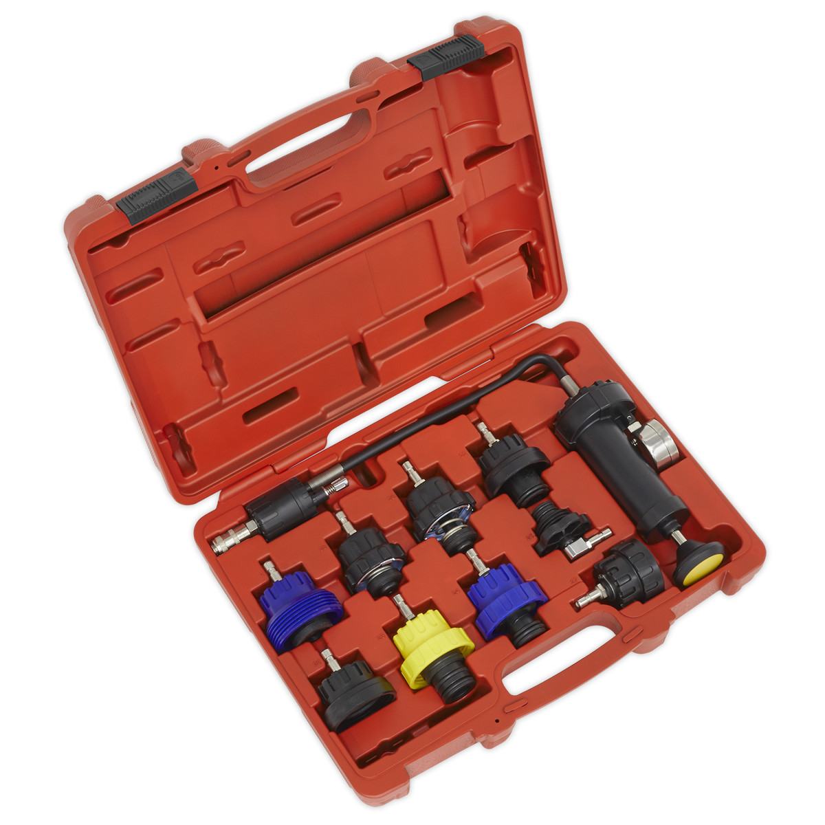 Sealey Cooling System Pressure Test Kit With Pressure Gauge 10 Pieces VS0013