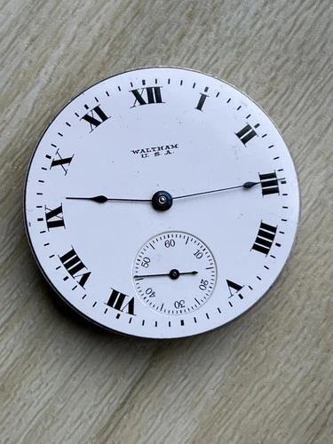 Antique Waltham Model Pocket Watch Movement Running Ticks #7