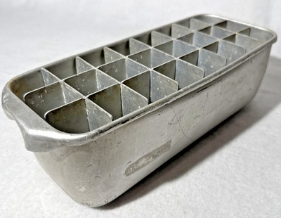 Rare Vintage Aluminum Ice Cube Tray Double Decker 24 / 48 Cubes 3.5in Tall