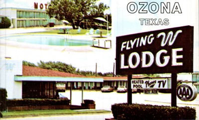 Ozona, Teas, Flying W Lodge, Vintage, Postcard B6