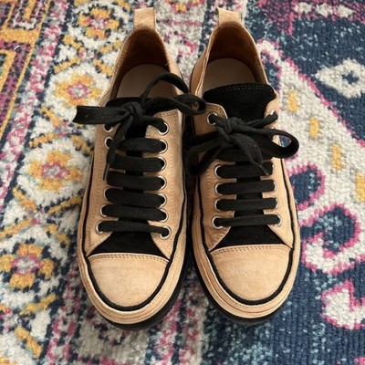 Ann Demeulemeester 36.5 Suede Nono Low Sneakers Tan Black EUC US 6.5