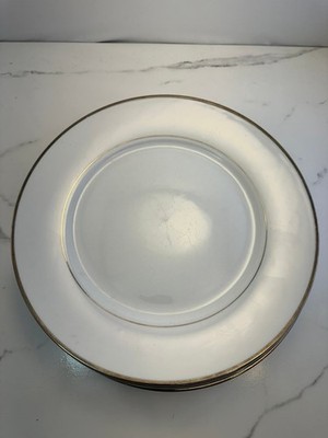 Set of 5- Wallace Fine China Silver Trim Dinner Plates 