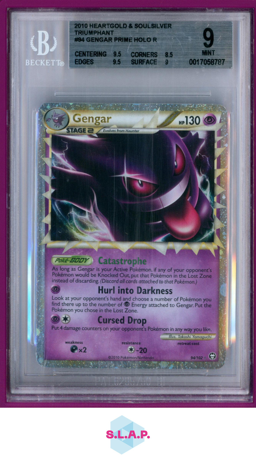 GENGAR PRIME HOLO R 2010 POKEMON HEARTGOLD AND SOULSILVER TRIUMPHANT 94 BGS 9 view 1