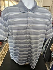 PGA Tour Airflux Men s Gray Striped Short Sleeve Size Large Golf Polo Shirt