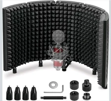 Microphone Isolation Shield Studio Mic Sound Absorbing Foam Professional Desk...
