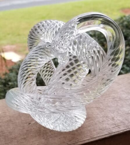 Vtg MCM Fusion Z Art Glass Knot Sculpture Paperweight Clear CZECH REPUBLIC - Picture 1 of 10