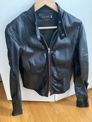 Kurze Leder Jacke von P.L.E.A.S.E  Gr. 48 (S)