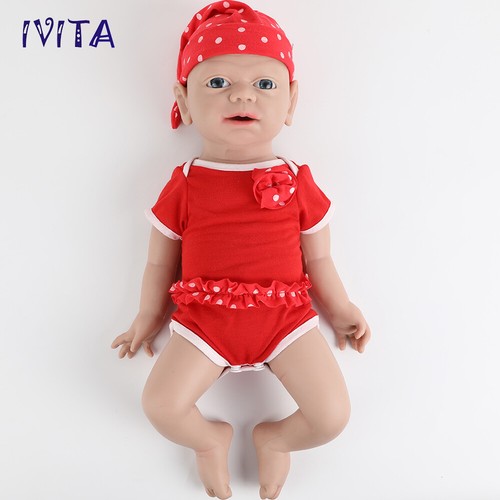 IVITA 21"" Massives Silikon Reborn Baby Mädchen handgefertigte Schlappen Silikonpuppe Säugling - Bild 3 von 12