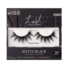 KISS Lash Couture Matte Black Faux Mink Collection, False Eyelashes 1-Pack, Soft