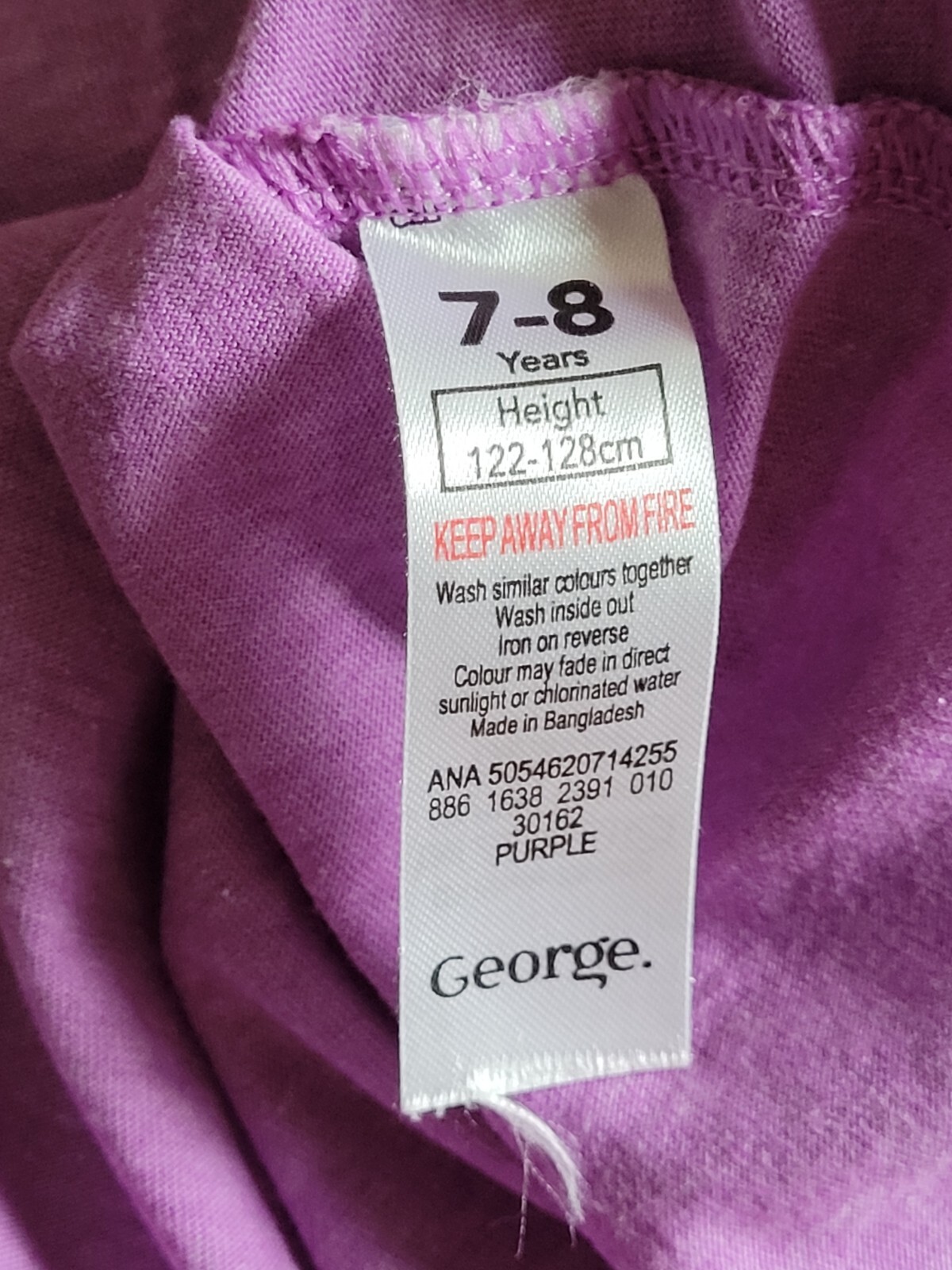 George 7-8 years Purple & Black Glitter Summer Holiday Short-Sleeved T-Shirt image 4