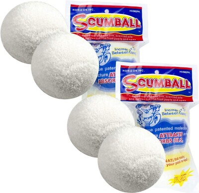 Scumball Surface Oil Absorber Removes Scum Oils from Pool Spa 4 pk Floating Ball