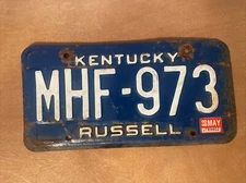 1988 Kentucky License Plate # MHF-973 Russell County