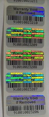 SDM-SECURITY WVIR 100 Warranty Void BARCODE Security Hologram Tamper Evident Stickers Seals