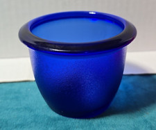 Vintage Cobalt Blue Glass Textured Votive Tealight Candle Holder France EVC