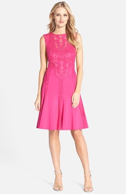 Tadashi Shoji Embroidered Neoprene Fit & Flare Dress ( Size 4P) | eBay