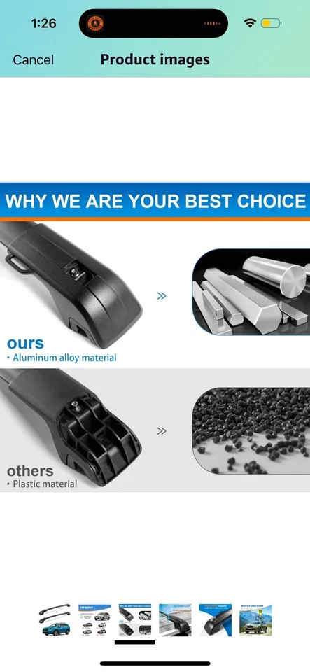 Barras transversales para portaequipajes de techo Fengyu 260 lb compatibles con Subaru Forester 2014-2024 Foto 3 de 4