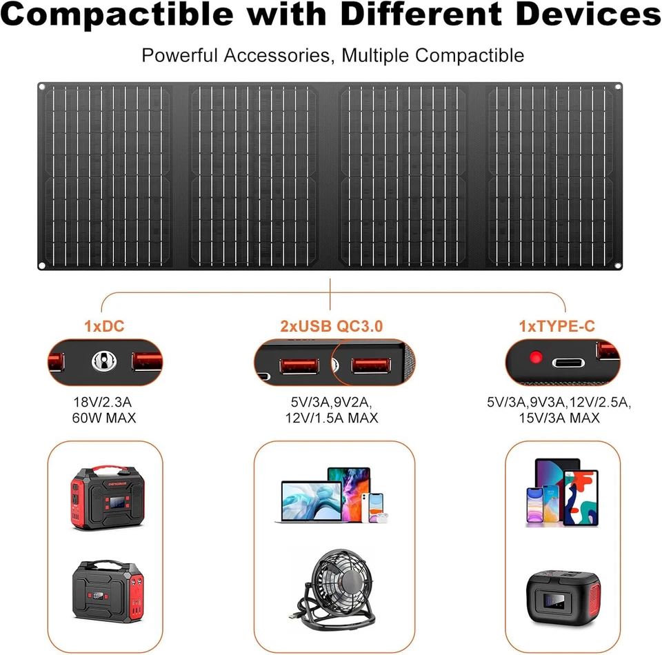 250W 250Wh Portable Power Station Camping Battery Bank Charger + 40W Solar Panel - Image 3 of 4