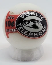 Public Telephone Sign 1" Glass Logo Marble w/ Stand