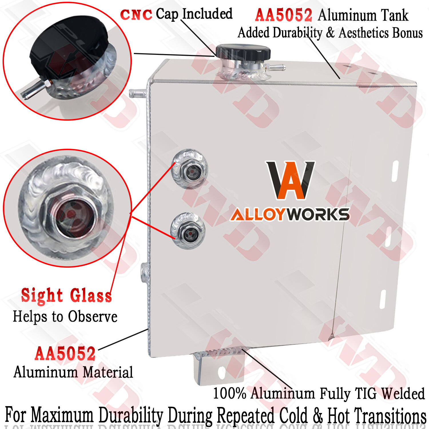 Aluminum Coolant Recovery Tank For 2003-2010 International 5900i 9400i 9900i