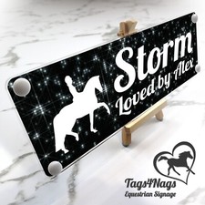 Pony stable Name sign personalised door livery plate New Black sparkles & White