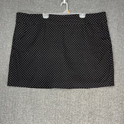 Sharagano Skort Women's Plus Size 30W Black White Polka Dot Pockets 6.5  Inseam