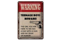 Blechschild Spruch 20X30 Cm Warning Teenage Boys Beware Deko Schild
