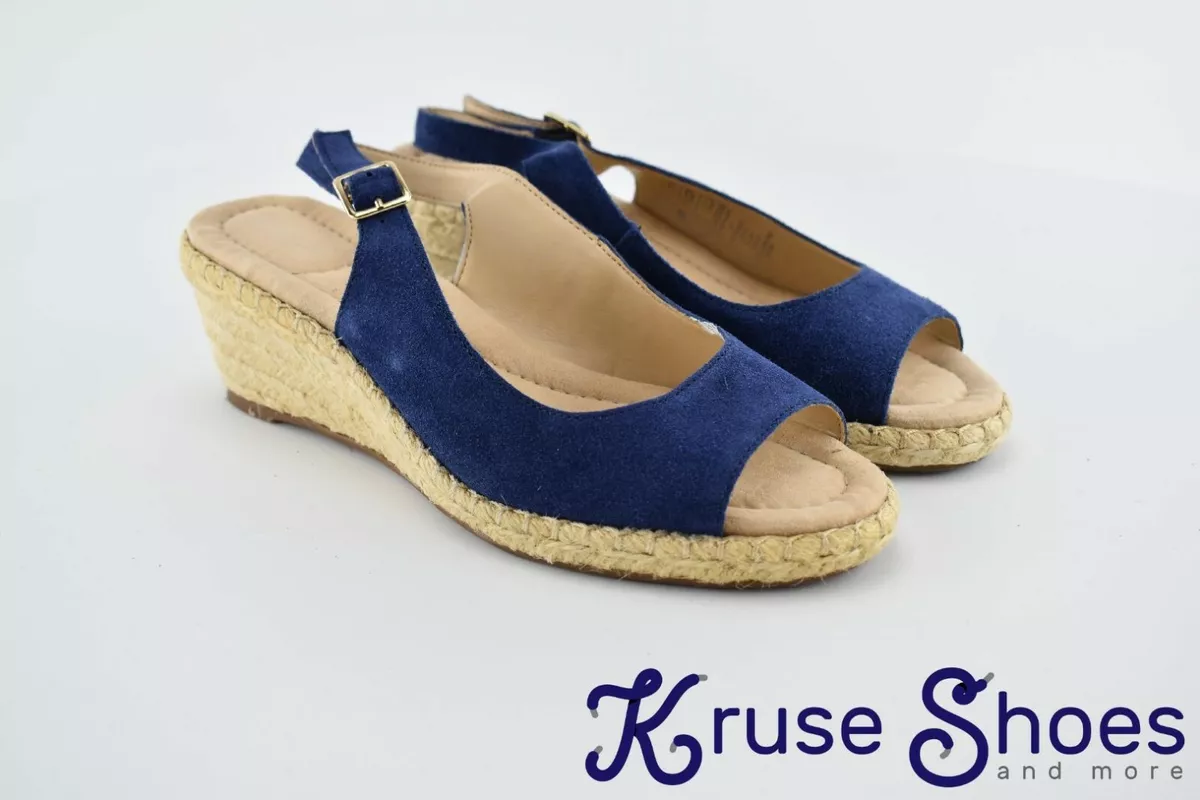 Lands End Womens Blue Wedge Sandals Size 9D
