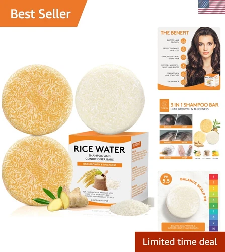 Rice Water Shampoo Bars and Conditioner Set for Hair Growth Nature Organic Ging