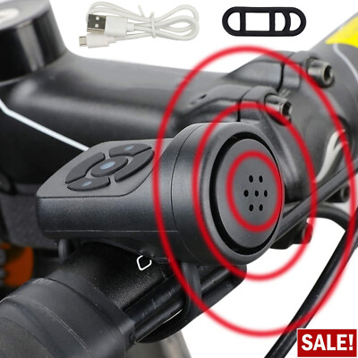 #ad Electric Bike Horn Bicycle Bell Rechargrble 4 Sound Modes Loud Horn Waterproof $7.71