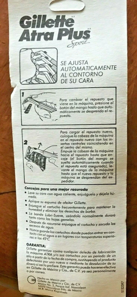 Navaja deportiva Gillette Atra Plus con 2 hojas (verde cazador) - Hecha en México Foto 2 de 2