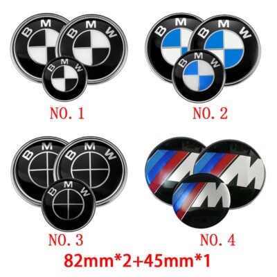 3pcs For BMW E60 E39 E34 E46 E3 82mm Car Front Hood Emblem 82mm Trunk Tail Badge