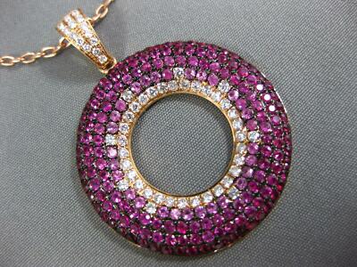 LARGE 3.45CT DIAMOND & AAA PINK SAPPHIRE 18KT ROSE GOLD CIRCLE OF LIFE PENDANT