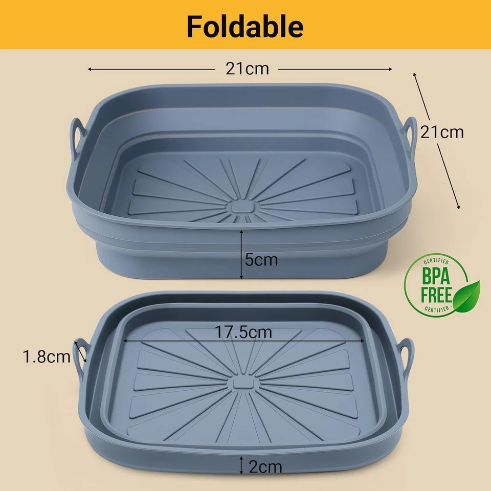 3er Set Silikonformen für Heißluftfritteuse | Faltbar & wiederverwendbar | - Bild 3 von 4