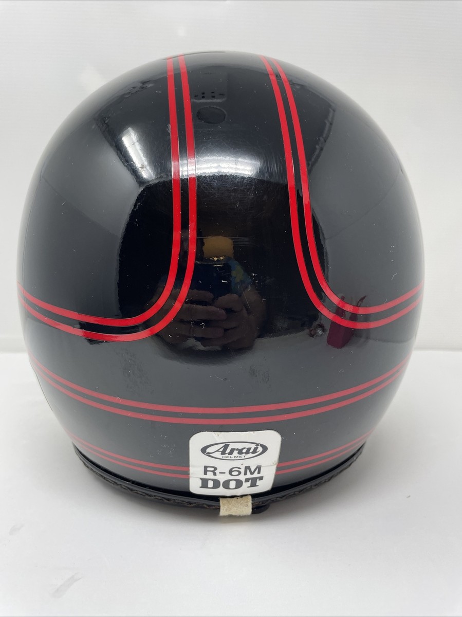 ビンテージヘルメット　Arai Ｒ−６M Vintage Arai R-6M DOT Motorcycle Helmet Black w/Red Stripes